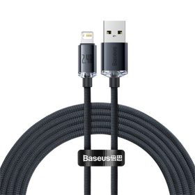   Baseus Crystal Shine USB Type-A – iPhone, 2.4A gyorstöltő adatkábel, 2m, fekete