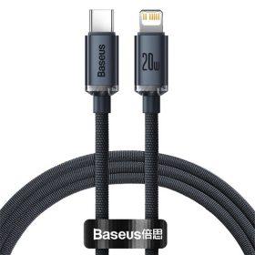   Baseus Crystal Shine USB Type-C – iPhone, 20W gyorstöltő adatkábel, 1.2m, fekete