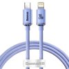 Baseus Crystal Shine USB Type-C – iPhone, 20W gyorstöltő adatkábel, 1.2m, lila