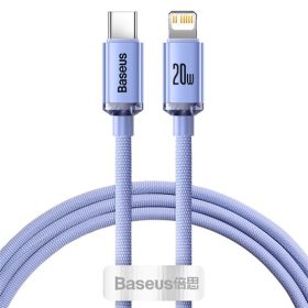   Baseus Crystal Shine USB Type-C – iPhone, 20W gyorstöltő adatkábel, 1.2m, lila