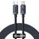 Baseus Crystal Shine USB Type-C – iPhone, 20W gyorstöltő adatkábel, 2m, fekete