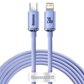   Baseus Crystal Shine USB Type-C – iPhone, 20W gyorstöltő adatkábel, 2m, lila
