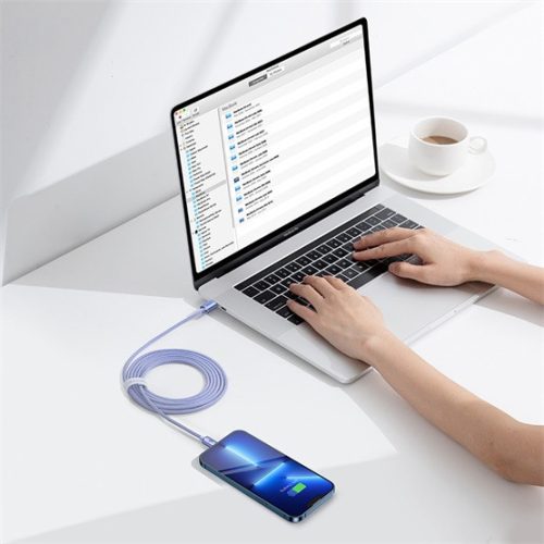 Baseus Crystal Shine USB Type-C – iPhone, 20W gyorstöltő adatkábel, 2m, lila