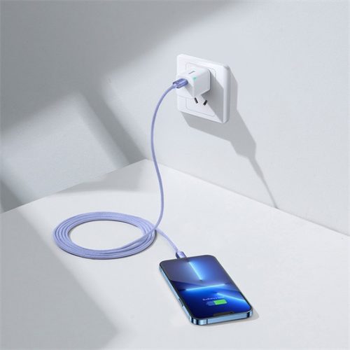 Baseus Crystal Shine USB Type-C – iPhone, 20W gyorstöltő adatkábel, 2m, lila