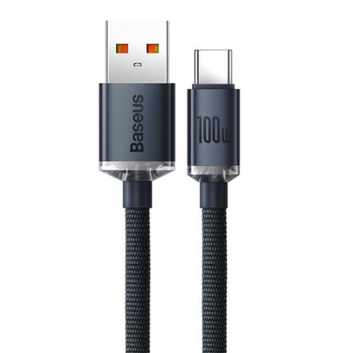 Baseus Crystal Shine USB Type-A – USB Type-C, 100W gyorstöltő adatkábel, 1.2m, fekete