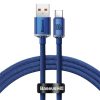 Baseus Crystal Shine USB Type-A – USB Type-C, 100W gyorstöltő adatkábel, 1.2m, kék