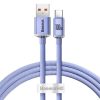 Baseus Crystal Shine USB Type-A – USB Type-C, 100W gyorstöltő adatkábel, 1.2m, lila