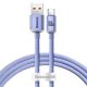 Baseus Crystal Shine USB Type-A – USB Type-C, 100W gyorstöltő adatkábel, 1.2m, lila