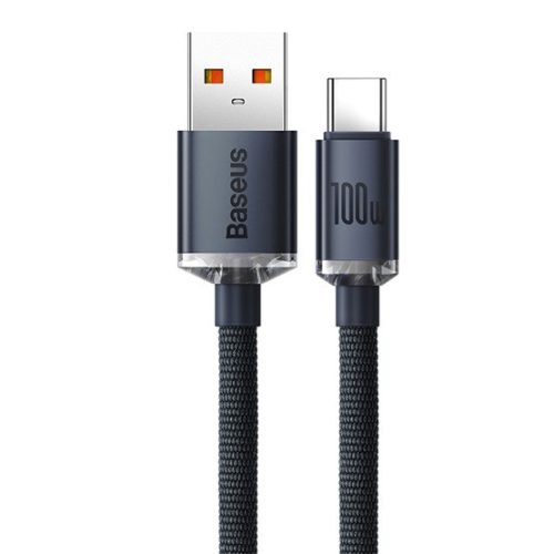Baseus Crystal Shine USB Type-A – USB Type-C, 100W gyorstöltő adatkábel, 2m, fekete