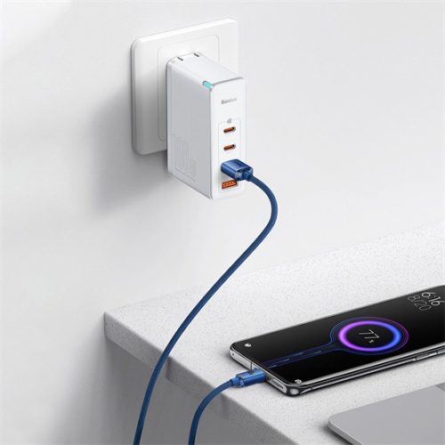 Baseus Crystal Shine USB Type-A – USB Type-C, 100W gyorstöltő adatkábel, 2m, kék