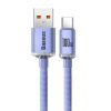 Baseus Crystal Shine USB Type-A – USB Type-C, 100W gyorstöltő adatkábel, 2m, lila