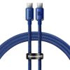 Baseus Crystal Shine USB Type-C, 100W gyorstöltő adatkábel, 1.2m, kék