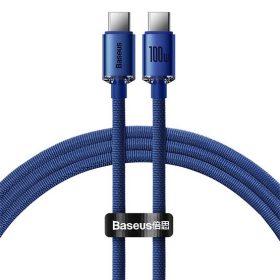   Baseus Crystal Shine USB Type-C, 100W gyorstöltő adatkábel, 1.2m, kék