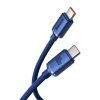 Baseus Crystal Shine USB Type-C, 100W gyorstöltő adatkábel, 1.2m, kék