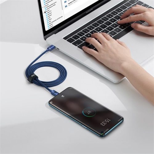 Baseus Crystal Shine USB Type-C, 100W gyorstöltő adatkábel, 1.2m, kék