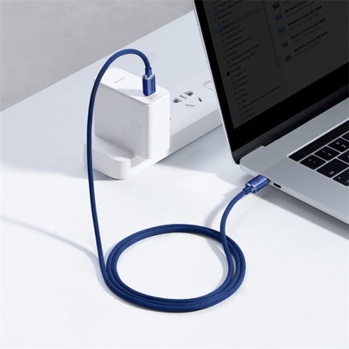 Baseus Crystal Shine USB Type-C, 100W gyorstöltő adatkábel, 1.2m, kék