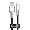Baseus Cafule Metal USB Type-A – USB Type-C, 66W gyorstöltő adatkábel, 0.25m, fekete