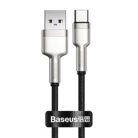   Baseus Cafule Metal USB Type-A – USB Type-C, 66W gyorstöltő adatkábel, 0.25m, fekete