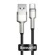 Baseus Cafule Metal USB Type-A – USB Type-C, 66W gyorstöltő adatkábel, 0.25m, fekete