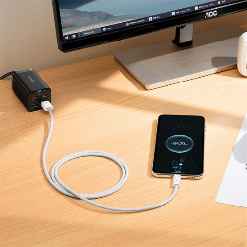 Baseus Dynamic USB Type-A – USB Type-C, 100W gyorstöltő adatkábel, 1m, fehér