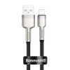 Baseus Cafule Metal USB Type-A – iPhone, 2,4A gyorstöltő adatkábel, 0.25m, fekete