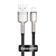 Baseus Cafule Metal USB Type-A – iPhone, 2,4A gyorstöltő adatkábel, 0.25m, fekete