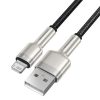 Baseus Cafule Metal USB Type-A – iPhone, 2,4A gyorstöltő adatkábel, 0.25m, fekete