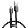 Baseus Cafule USB Type-A – iPhone, 2.4A gyorstöltő adatkábel, 0.5m, fekete/szürke