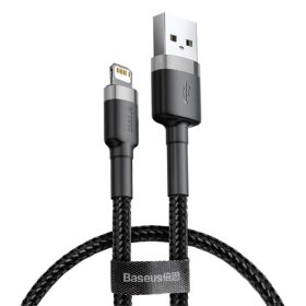   Baseus Cafule USB Type-A – iPhone, 2.4A gyorstöltő adatkábel, 0.5m, fekete/szürke