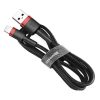 Baseus Cafule USB Type-A – iPhone, 2.4A gyorstöltő adatkábel, 1m, fekete/piros