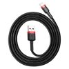 Baseus Cafule USB Type-A – iPhone, 2.4A gyorstöltő adatkábel, 1m, fekete/piros
