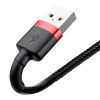 Baseus Cafule USB Type-A – iPhone, 2.4A gyorstöltő adatkábel, 1m, fekete/piros