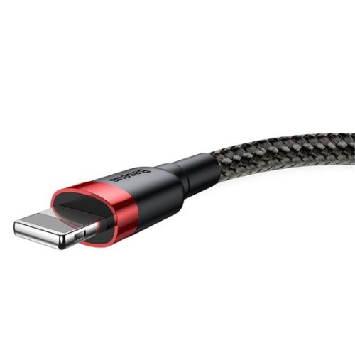 Baseus Cafule USB Type-A – iPhone, 2.4A gyorstöltő adatkábel, 1m, fekete/piros
