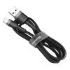 Baseus Cafule USB Type-A – iPhone, 2.4A gyorstöltő adatkábel, 1m, fekete/szürke