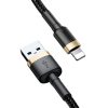 Baseus Cafule USB Type-A – iPhone, 2.4A gyorstöltő adatkábel, 1m, fekete/arany