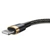 Baseus Cafule USB Type-A – iPhone, 2.4A gyorstöltő adatkábel, 1m, fekete/arany