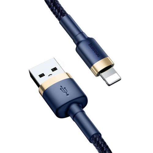 Baseus Cafule USB Type-A – iPhone, 2.4A gyorstöltő adatkábel, 1m, kék/arany