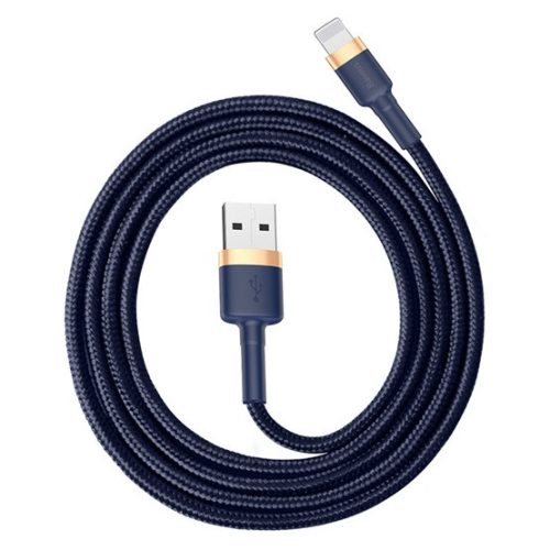 Baseus Cafule USB Type-A – iPhone, 2.4A gyorstöltő adatkábel, 1m, kék/arany