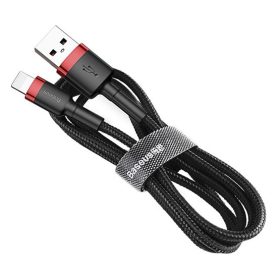   Baseus Cafule USB Type-A – iPhone, 1.5A töltőkábel, 2m, fekete/piros