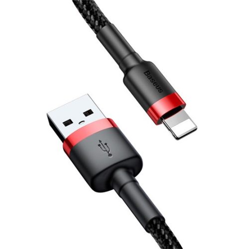 Baseus Cafule USB Type-A – iPhone, 1.5A töltőkábel, 2m, fekete/piros