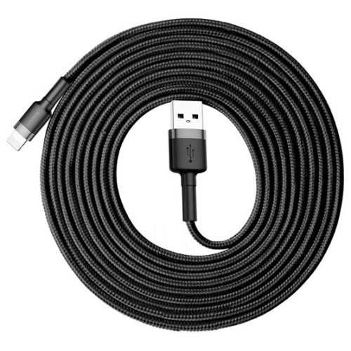 Baseus Cafule USB Type-A – iPhone, 2A gyorstöltő adatkábel, 3m, fekete/szürke