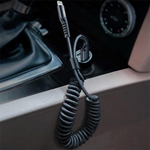 Baseus Fish Eye Spring USB Type-A – iPhone, 2A gyorstöltő adatkábel, 1m, fekete