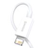 Baseus Superior USB Type-A – iPhone, 2.4A gyorstöltő adatkábel, 1m, fehér