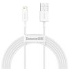 Baseus Superior USB Type-A – iPhone, 2.4A gyorstöltő adatkábel, 2m, fehér