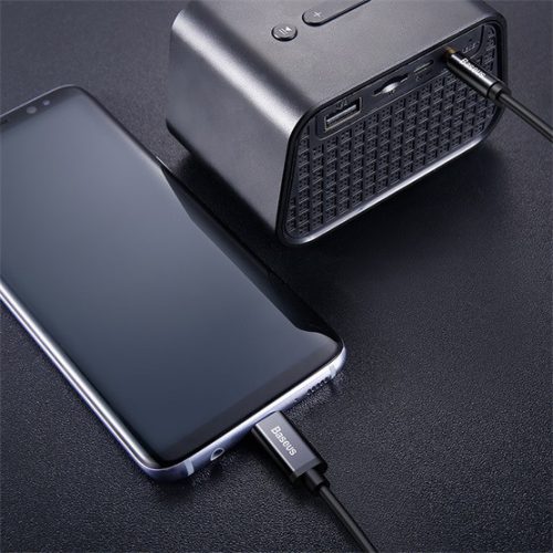 Baseus M01 Yiven USB Type-C – 3,5 mm jack audió kábel, 1.2m, fekete