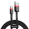 Baseus Cafule USB Type-A – Micro USB, 12W gyorstöltő adatkábel, 1m, fekete/piros