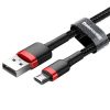 Baseus Cafule USB Type-A – Micro USB, 12W gyorstöltő adatkábel, 1m, fekete/piros