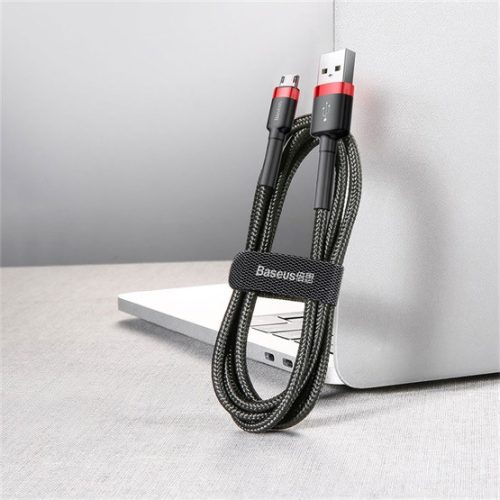 Baseus Cafule USB Type-A – Micro USB, 12W gyorstöltő adatkábel, 1m, fekete/piros