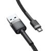 Baseus Cafule USB Type-A – Micro USB, 12W gyorstöltő adatkábel, 1m, fekete/szürke