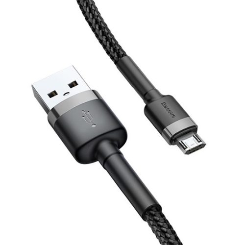 Baseus Cafule USB Type-A – Micro USB, 12W gyorstöltő adatkábel, 1m, fekete/szürke